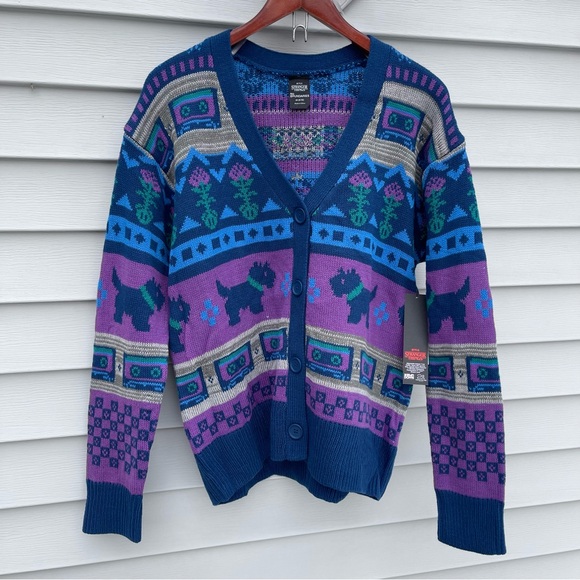 Stranger Things Sweaters - Netflix Stranger Things Slouchy Cardigan Scotty Terrier Women’s Medium NEW
